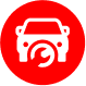 A white car icon on a red circular background with a spiral arrow over the front wheel, symbolizing a traction control or anti-lock braking system warning—perfect for Go Karts at Boschertown Go Karts in St. Charles.